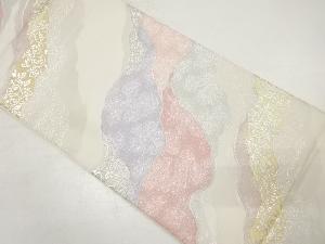 アンティーク　道長取りに花唐草・古典柄織り出し袋帯（材料）